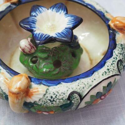 Lot 10 Collectibles lot. Jewelry, Avon, Vintage Christmas, Occupied Japan flower frog ceramic