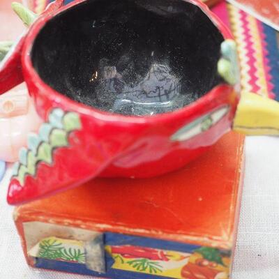 Lot 10 Collectibles lot. Jewelry, Avon, Vintage Christmas, Occupied Japan flower frog ceramic