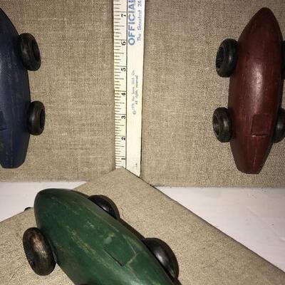 Restoration Hardware Wood Cars on Linen Plaques 
