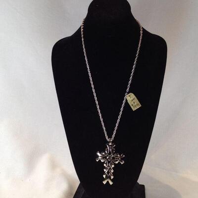 Trifari Silver Cross Necklace