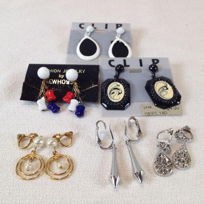 Six Pairs of Clip-On Earrings