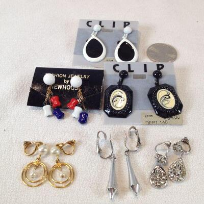 Six Pairs of Clip-On Earrings
