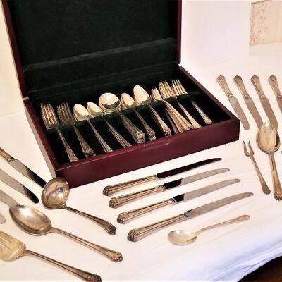 Lot #46  Set of Silverplate Flatware in box - initial "M"