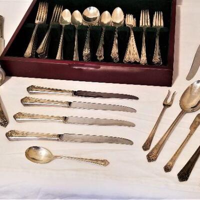 Lot #46  Set of Silverplate Flatware in box - initial "M"