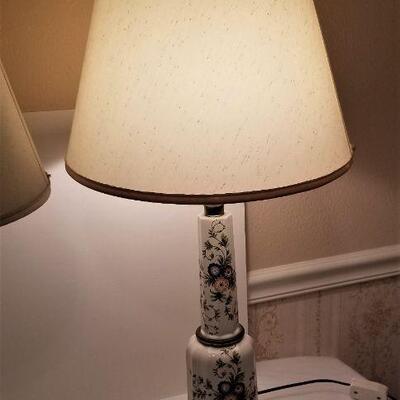 Lot #47  Vintage pair of Ceramic Table Lamps - floral design