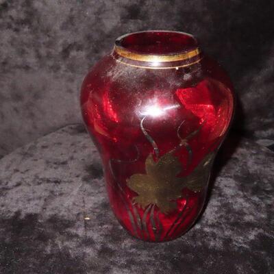 Red Vase with Gold fish