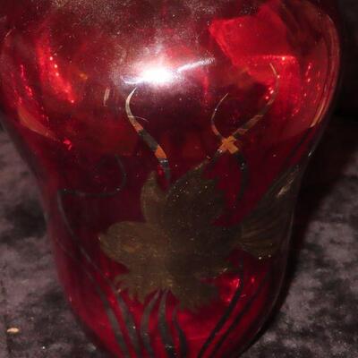 Red Vase with Gold fish