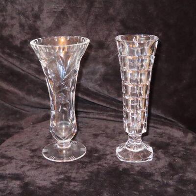 2 crystal bud vases
