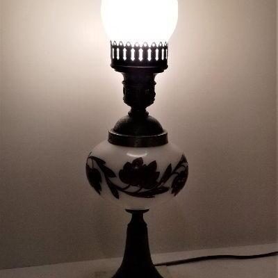 Lot #52  Vintage Lamp with Hurricane Shade