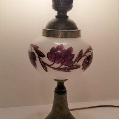 Lot #52  Vintage Lamp with Hurricane Shade