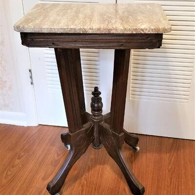 Lot #53  Victorian Eastlake Marble Top Parlor Table