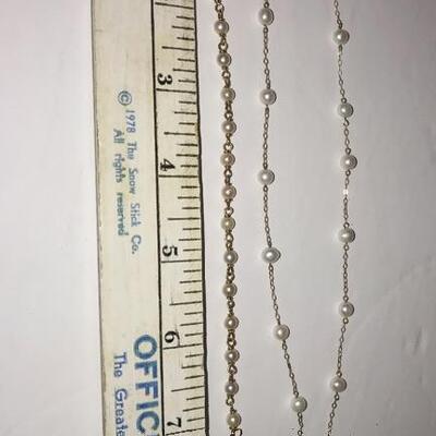 14K Gold Pearls necklace pendant & bracelet 