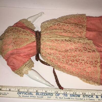 Victorian Doll Painted Hair Handmade Clothing 