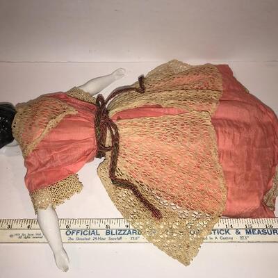 Victorian Doll Painted Hair Handmade Clothing 