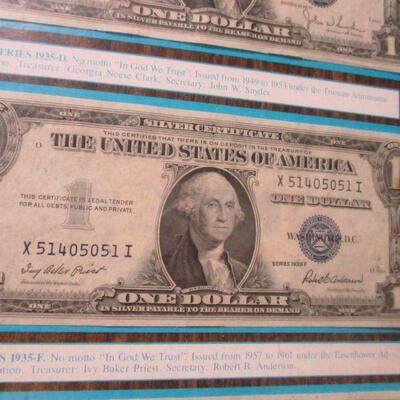 Lot 169 - One Dollar Silver Certificates Framed 