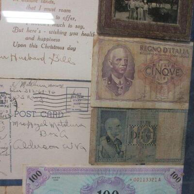 Lot 170 - Military & Foreign Money Letters Shadow Box 