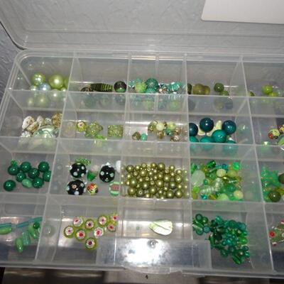 6 Containers of Glass, Plastic Crafting Beads 
