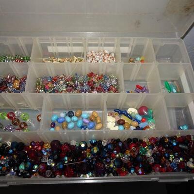 6 Containers of Glass, Plastic Crafting Beads 