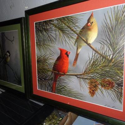2 Beautiful Winter Bird Framed Artworks by James Hautmon 