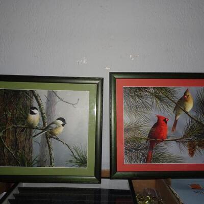 2 Beautiful Winter Bird Framed Artworks by James Hautmon 