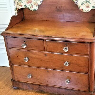 Lot #59  Very Nice Antique 4-Drawer Chest with Raised back