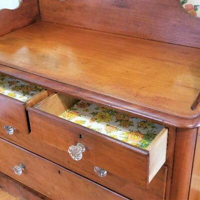 Lot #59  Very Nice Antique 4-Drawer Chest with Raised back
