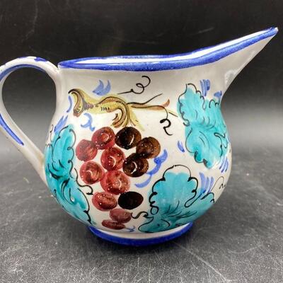 Colorful Ceramic Grapevine Painted Small Pitcher Italy YD#016-1120-00068