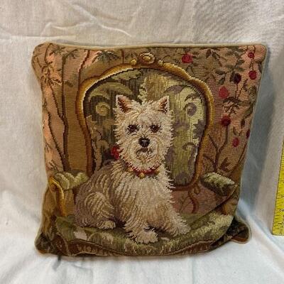 Westie on Chair Dog Needlepoint Throw Pillow YD#020-1220-03009