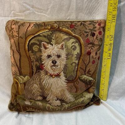 Westie on Chair Dog Needlepoint Throw Pillow YD#020-1220-03009