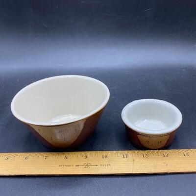 Vintage Brown & White USA Pottery Cereal Bowl & Hall Pottery Ramekin #362 YD#012-1120-00086