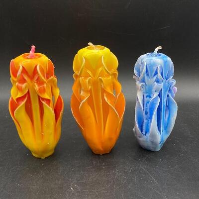 Set of Three Vintage Twisted Decorative Candles YD#017-1120-00031