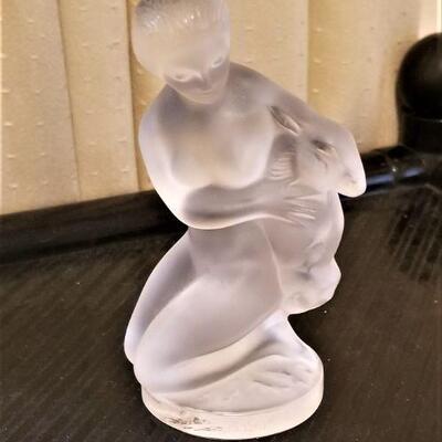 Lot #71  Lalique Crystal Figure - Goddess Diana with Fawn