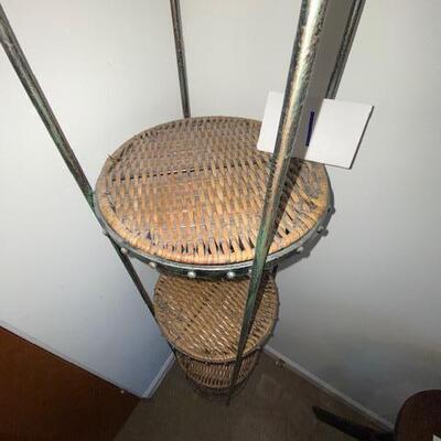 Lot 1 - Metal  and Rattan tower Shelf