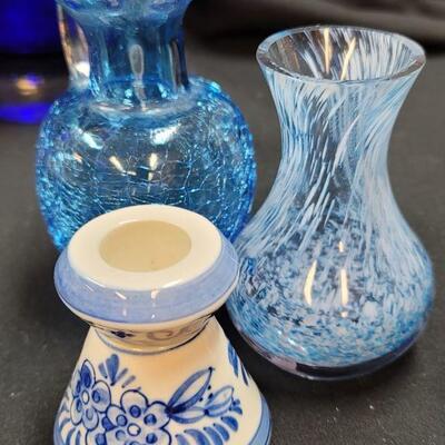 LOT 27: Cobalt Blue Art glass vases, amazing stemware, Victorian figurines, and more