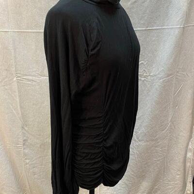 Suzanne Somers Black Ruched Turtleneck Blouse Top Size 1X YD#020-1220-02120