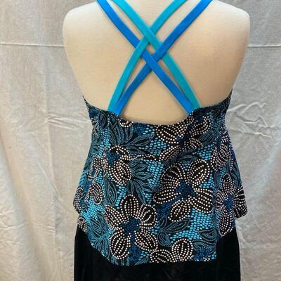 Tankini 2 Piece Swimsuit by Inches Off Black & Turquoise Size 18W YD#020-1220-02125