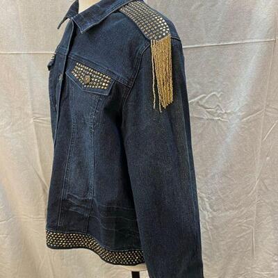DG2 by Diane Gilman Blue Denim Embellished Jacket Size XL YD#020-1220-02126