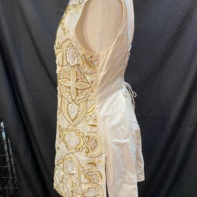 Off White & Gold Embellished Tie Back Vest No Tags YD#020-1220-02128
