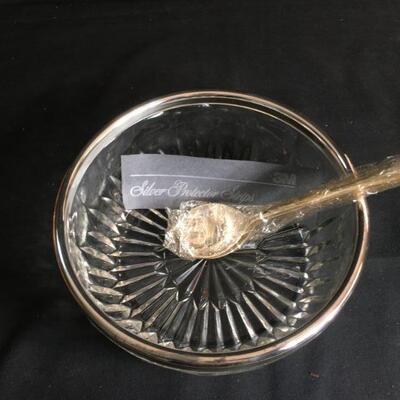 Lot 41:  Leonard Silver trimmed Salad Bowl & tongs, apple corer, Wm. Rogers rooster trivet, and more 