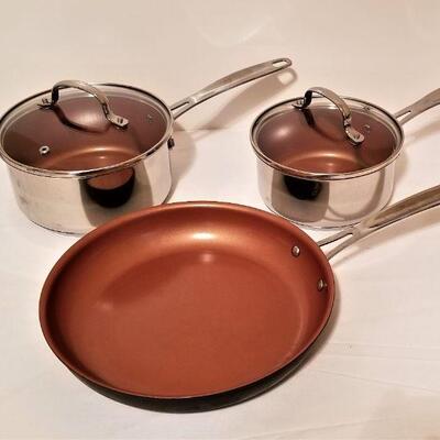 Lot #87  Three pieces NUWARE Cookware - good condition