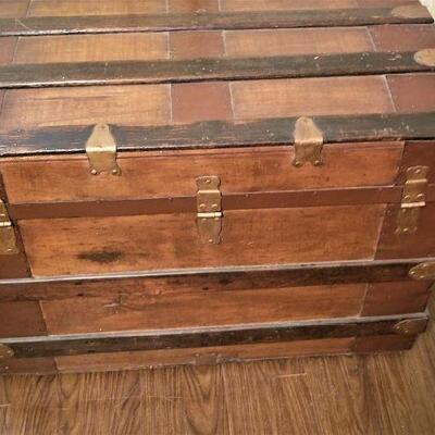 Lot #91  Antique Steamer Trunk