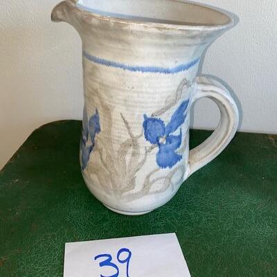 Lot 39 - Stoneware Pottery Iris Pitcher