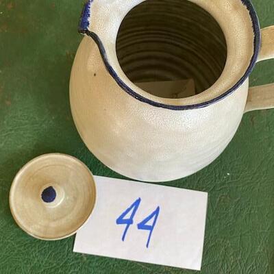 Lot 44 - Stoneware Pottery Pitcher with lid