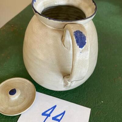 Lot 44 - Stoneware Pottery Pitcher with lid