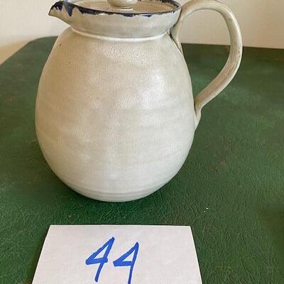 Lot 44 - Stoneware Pottery Pitcher with lid