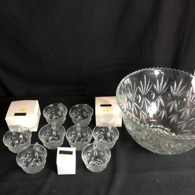 Lot 44: Punch bowl Set and crystal miniatures 