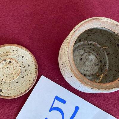 Lot 51 - Stoneware Pottery Small pot with lid