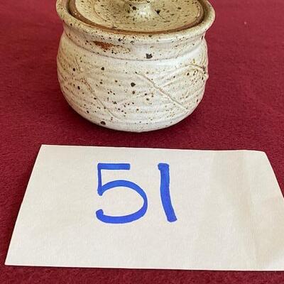 Lot 51 - Stoneware Pottery Small pot with lid