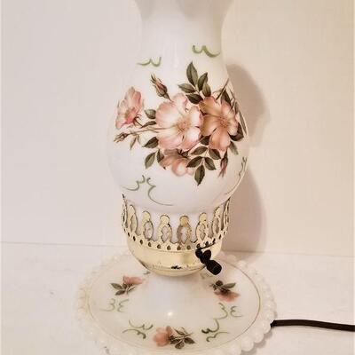 Lot #117  Vintage Hurricane-style painted lamp