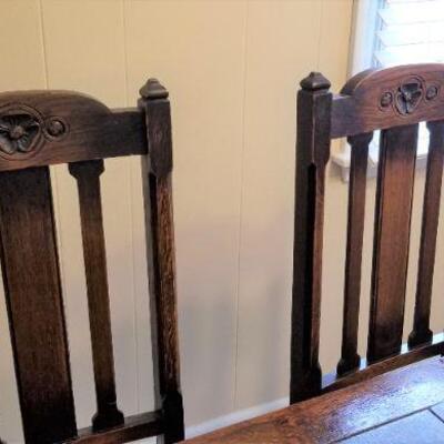 Lot #122 Vintage Dining room set - oak - 6 chairs